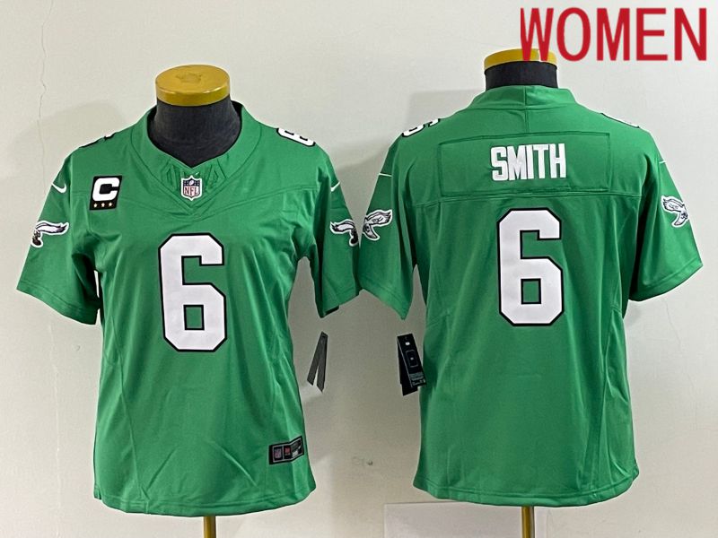 Women Philadelphia Eagles #6 Smith Green Nike Throwback Vapor Limited NFL Jerseys->women nfl jersey->Women Jersey